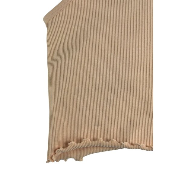 SPIRITUAL GANGSTER Hart Seamless Sports Bra Sz XS/S Nude Pink Ribbed Ruffle Yoga - Picture 10 of 10